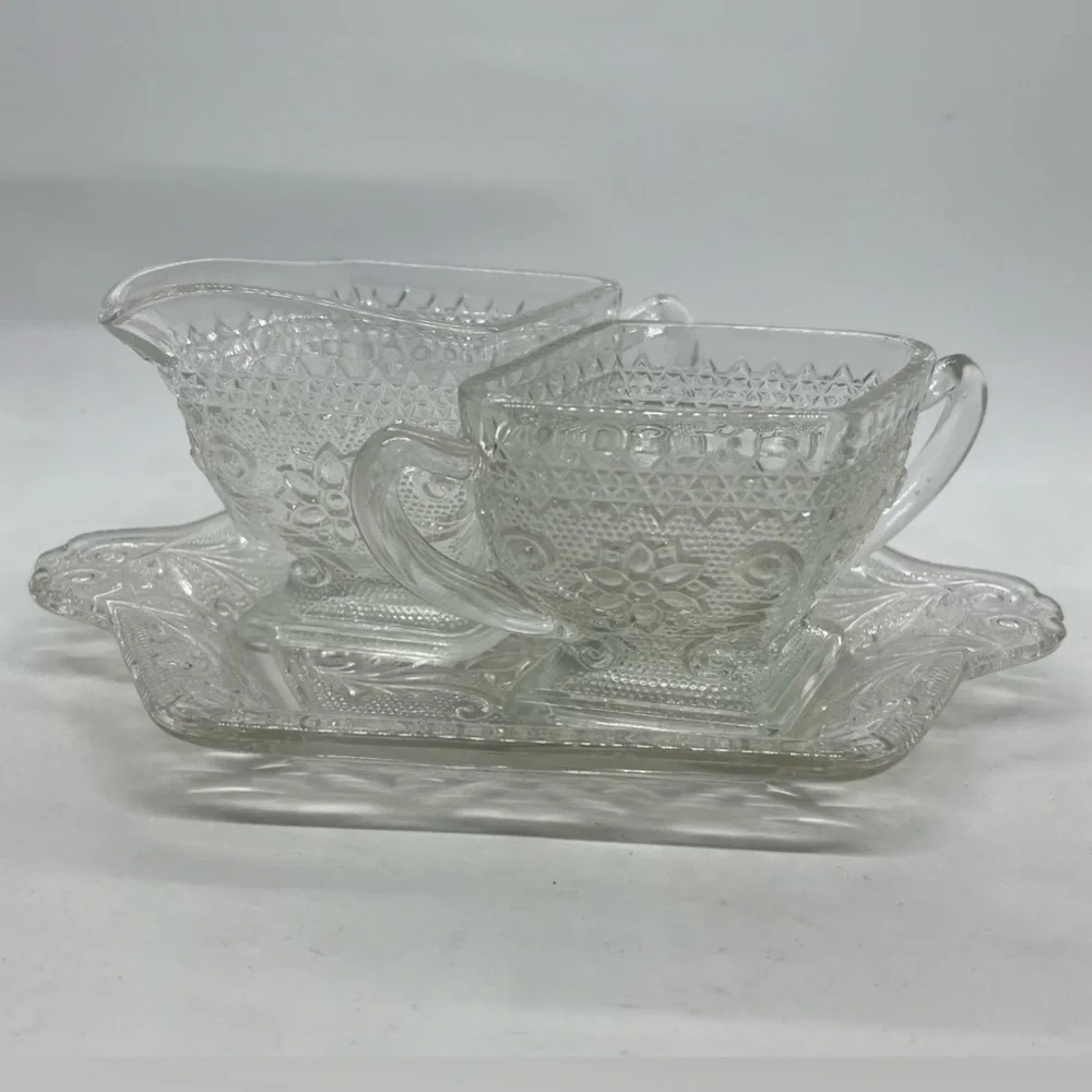 Vintage Indiana Tiara Sandwich Glass Sugar and Creamer Set